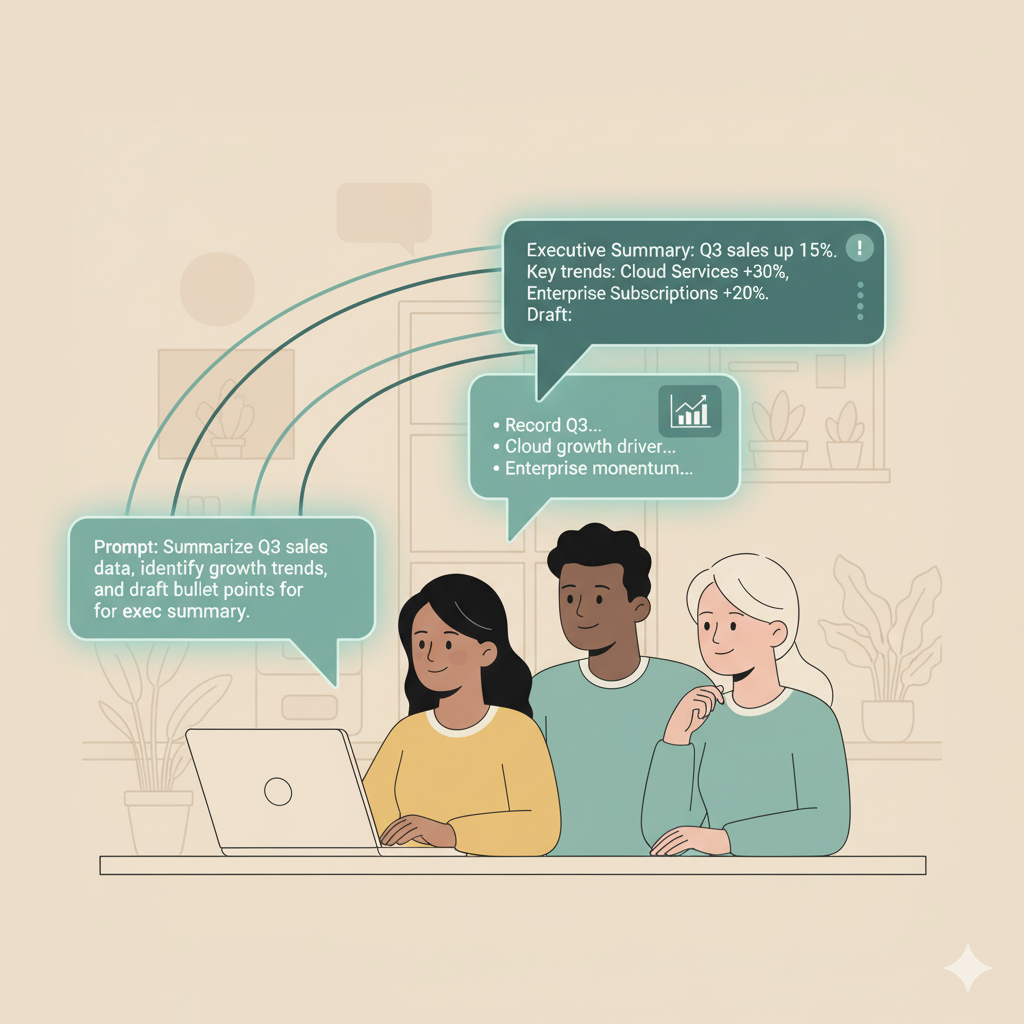 Prompt Training for Business should always be practical. We start with actual tasks to make it relevant.